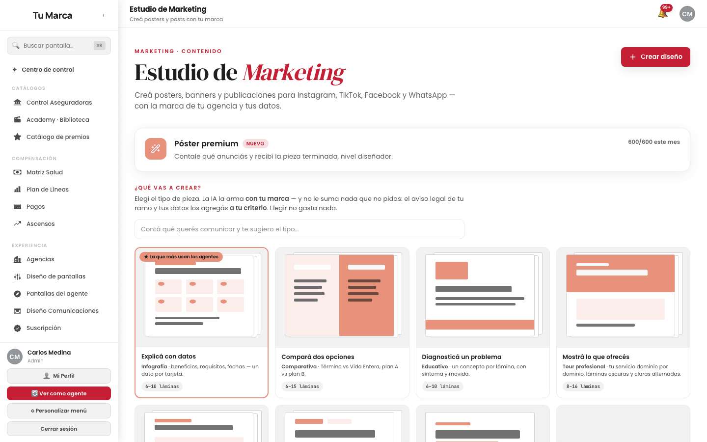 El Estudio de marketing: los tipos de pieza que se pueden crear con la marca de la agencia